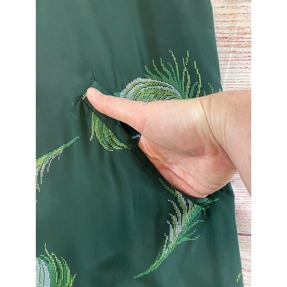 Vintage Cain Sloan Peacock Green Dressing Coat - L/XL - Picture 3 of 12